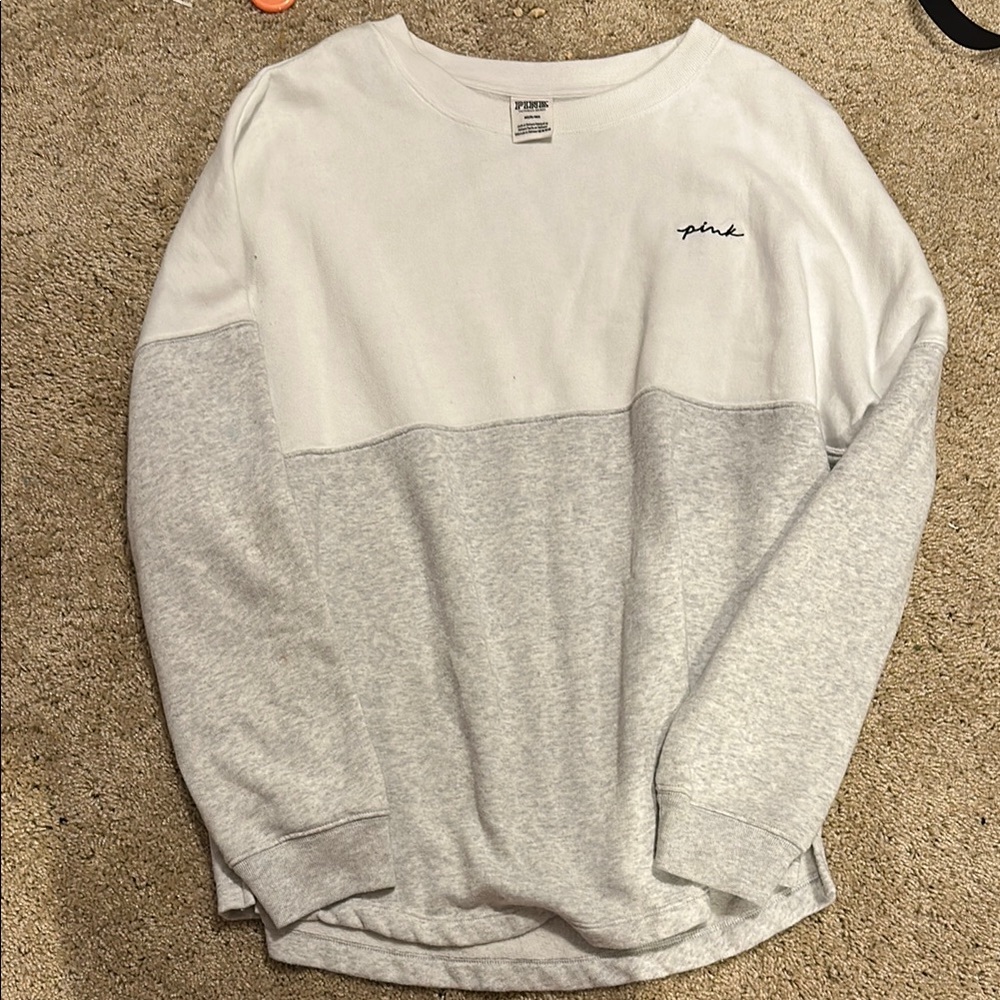 Victoria's Secret PINK White and Gray Sweatshirt